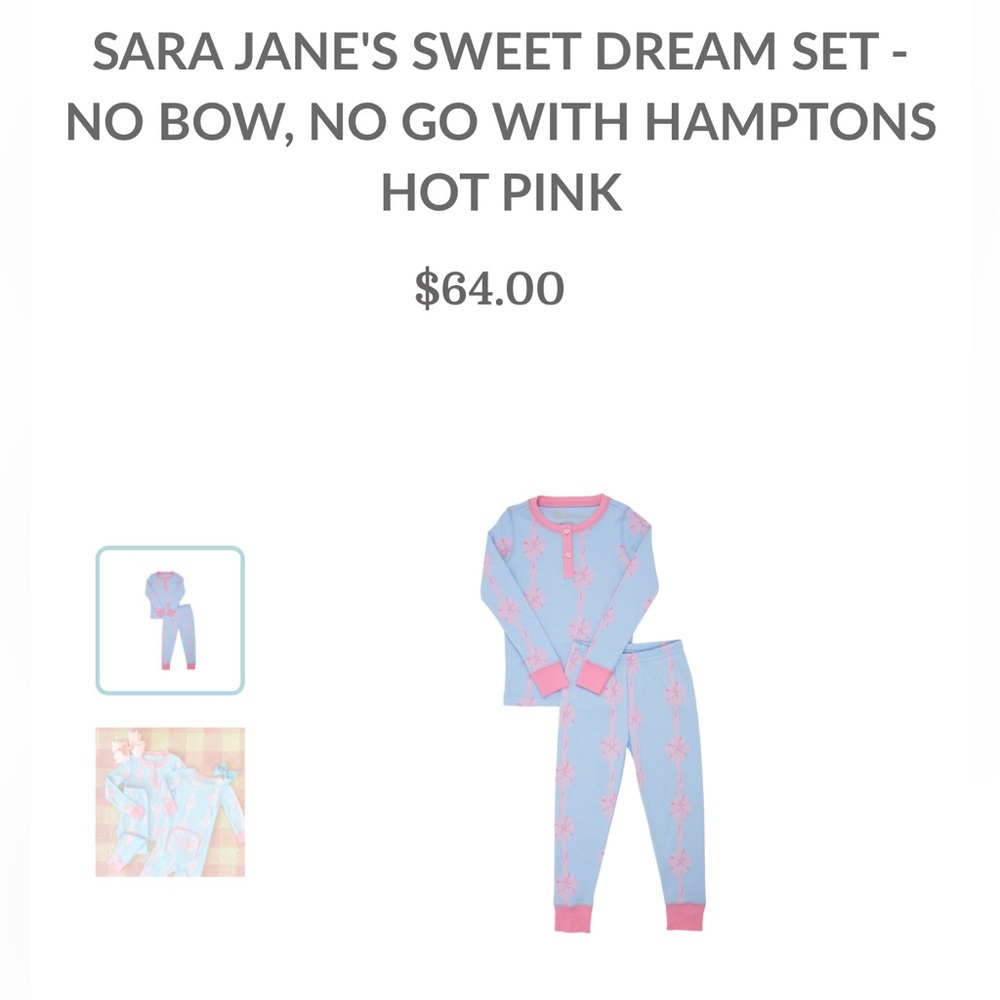 SARA JANE'S SWEET DREAM SET - NO BOW, NO GO WITH HAMPTONS HOT PINK - Picture 8 of 8